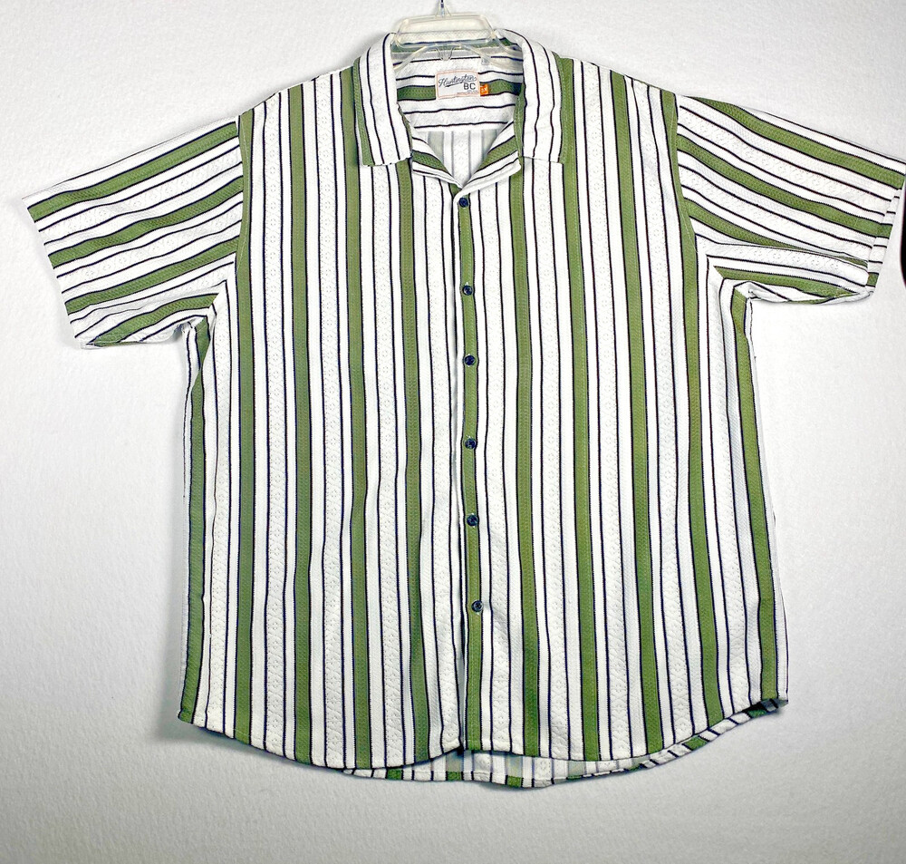 Huntington Beach Club Surf Team Men's 3XL Stripped Short Sleeve Button Up Shirt